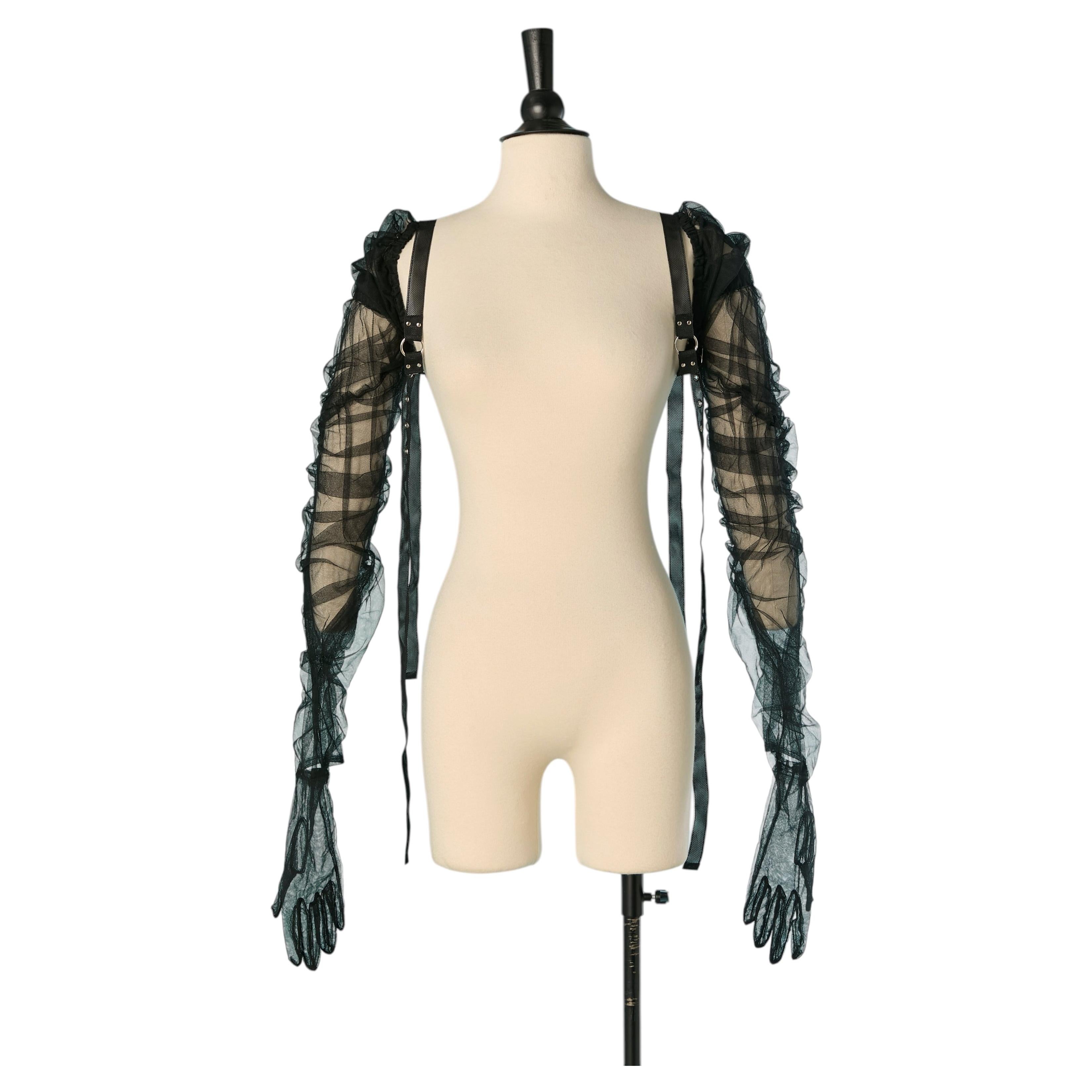 Black see-through tulle gloves and strap NOIR Kei Ninomiya & Comme Des Garçons