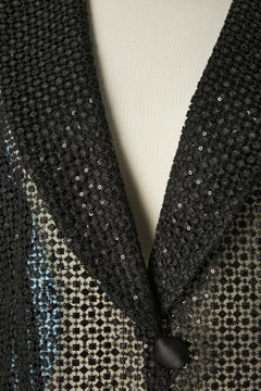Black see-trough guipure (lace) and sequin evening jacket Armani Collezioni