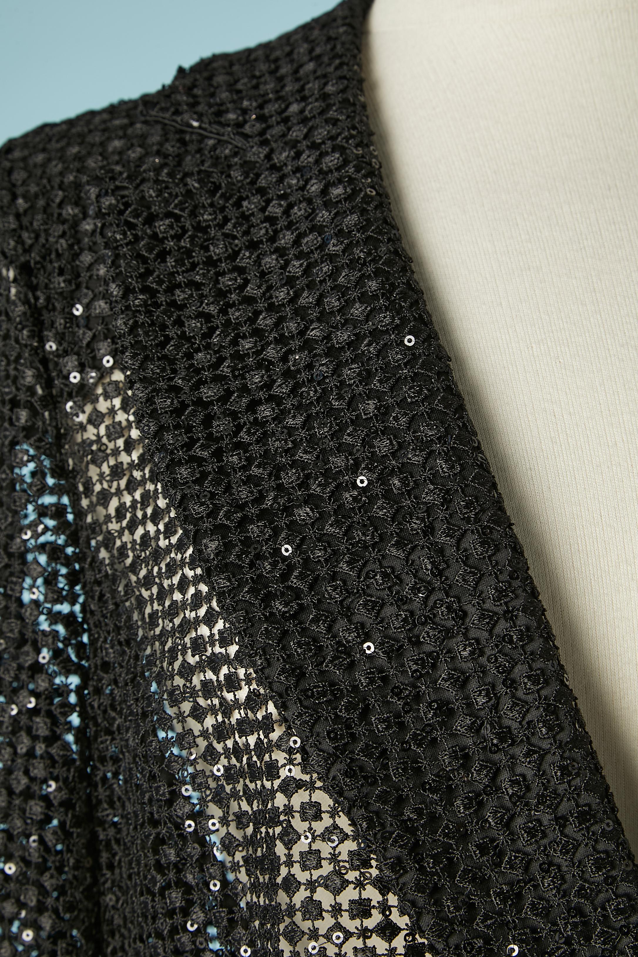 Black see-trough guipure (lace) and sequin evening jacket Armani Collezioni  In Excellent Condition For Sale In Saint-Ouen-Sur-Seine, FR