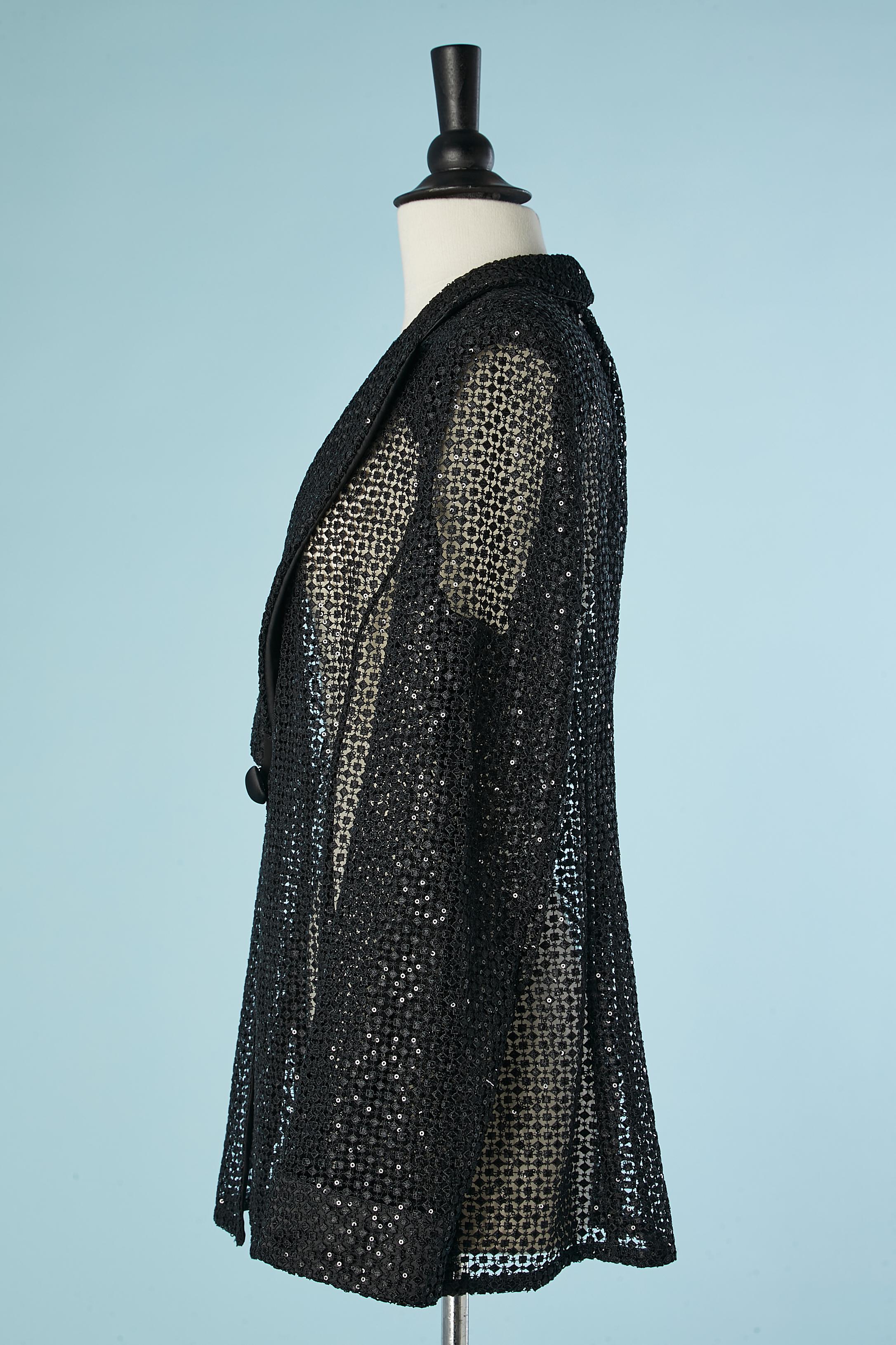 Black see-trough guipure (lace) and sequin evening jacket Armani Collezioni  For Sale 1