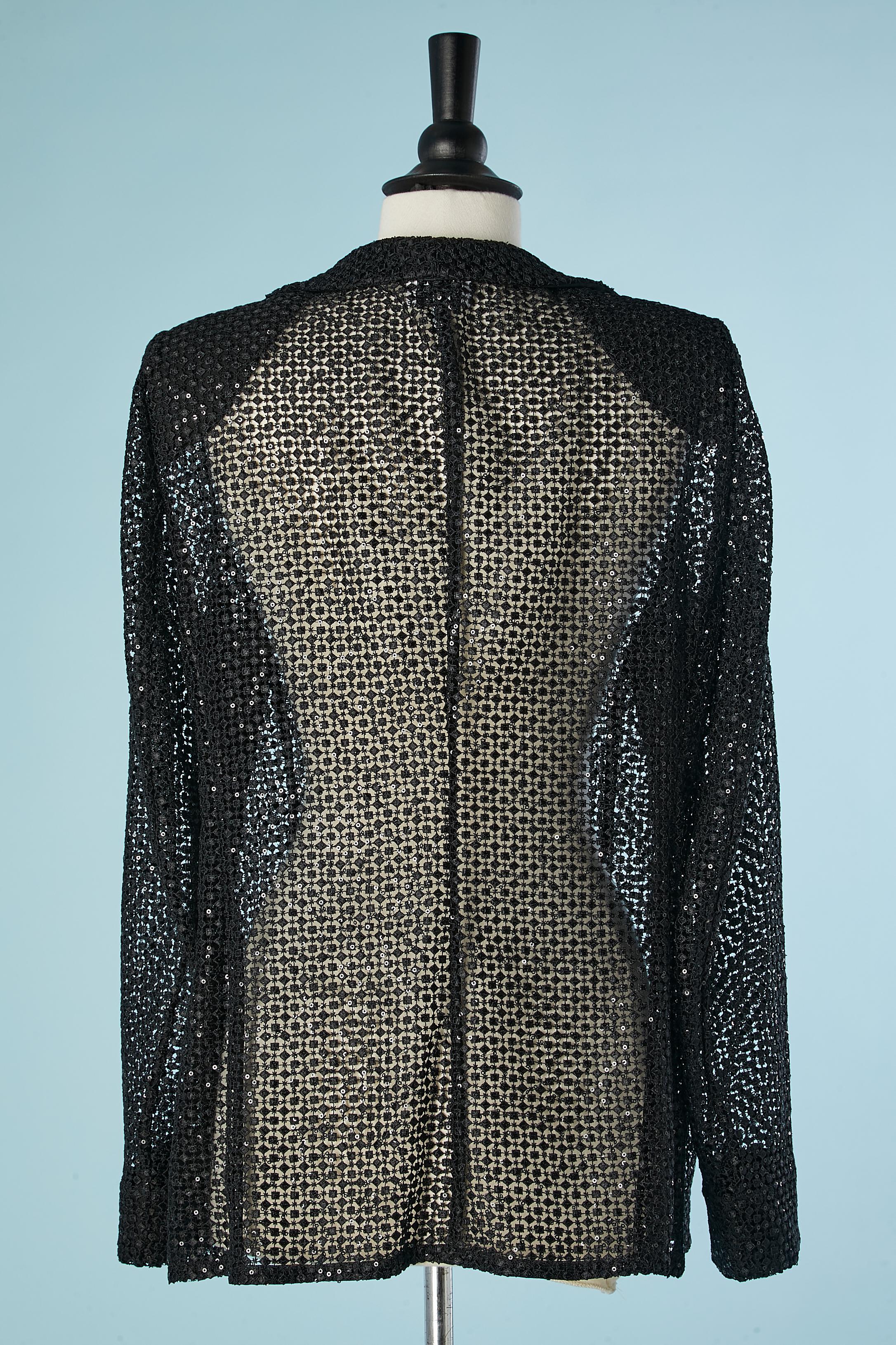 Black see-trough guipure (lace) and sequin evening jacket Armani Collezioni  For Sale 2