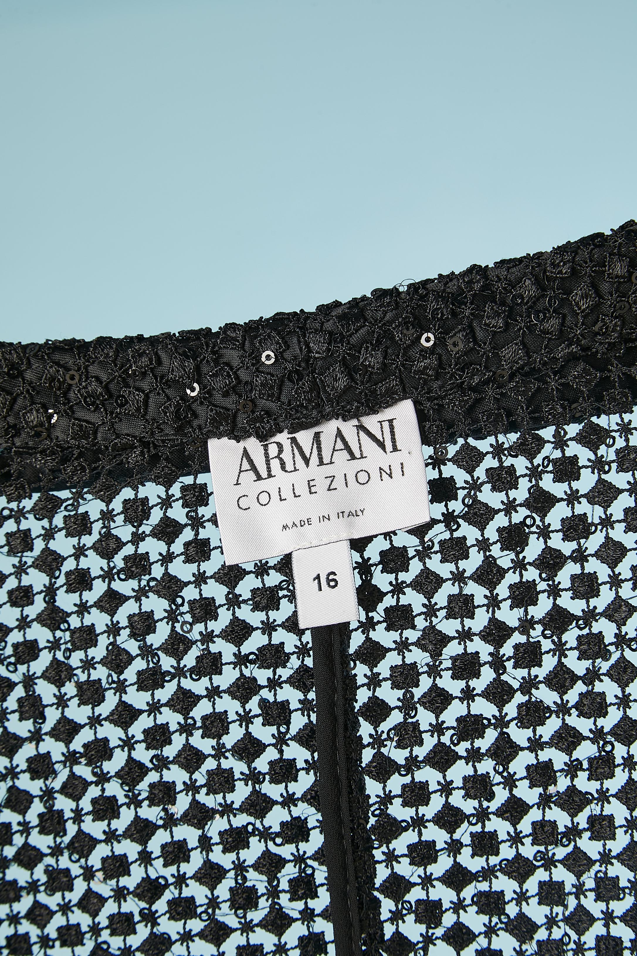 Black see-trough guipure (lace) and sequin evening jacket Armani Collezioni  For Sale 3