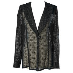 Veste de soirée en guipure (dentelle) et paillettes noire See One Armani Collezioni