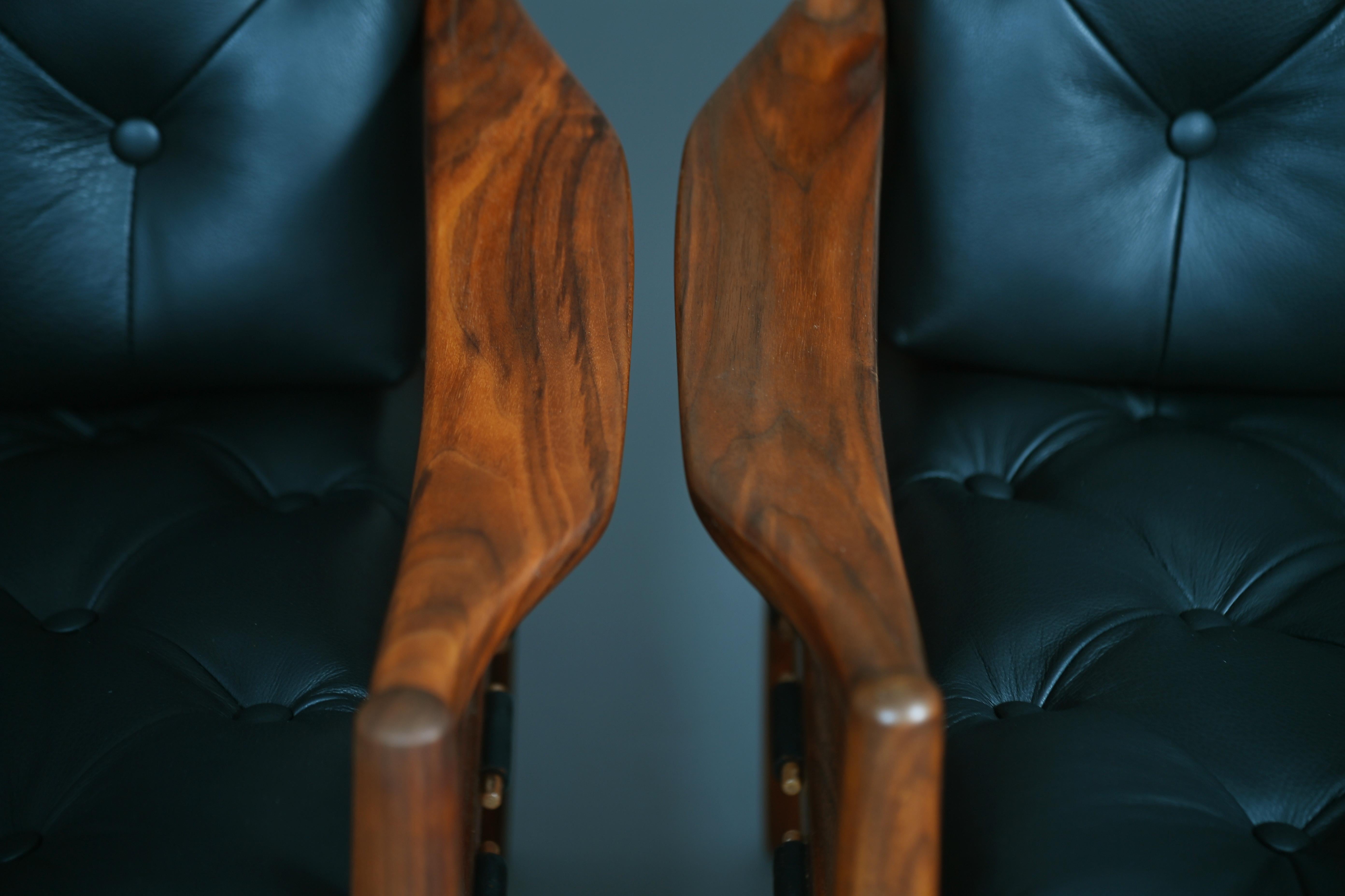 Schwarze Lacko-Sessel aus Leder „Semi-Aniline“ von Ingemar Thillmark für OPE (20. Jahrhundert) im Angebot