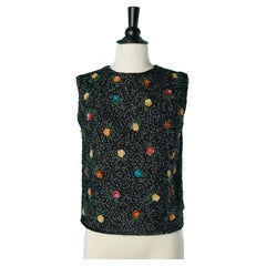 Black sequin and beads sleeveless top HOUSE OF GOLD Circa 1960's