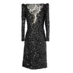Galanos - Robe de cocktail en dentelle et paillettes noires