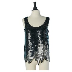 Black sequin and silver sequin star sleeveless top