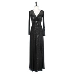 Schwarzes Abendkleid mit Pailletten und Bustier und durchsichtigem Tüll VICKY TIEL