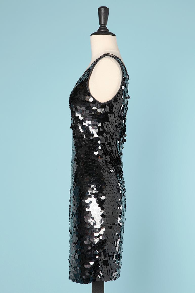 Black sequin cocktail dress Black Tie by Oleg Cassini  In Excellent Condition For Sale In Saint-Ouen-Sur-Seine, FR