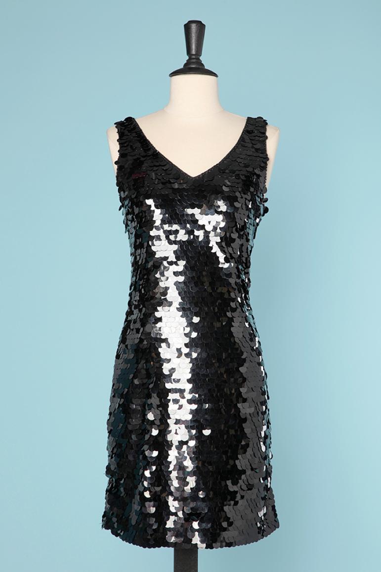 Black sequin cocktail dress Black Tie by Oleg Cassini For Sale 2