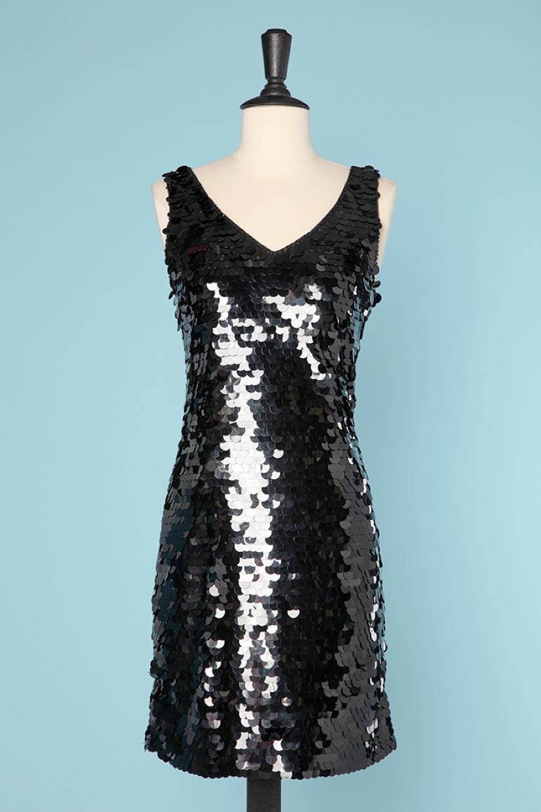 Black sequin cocktail dress Black Tie by Oleg Cassini  For Sale 2