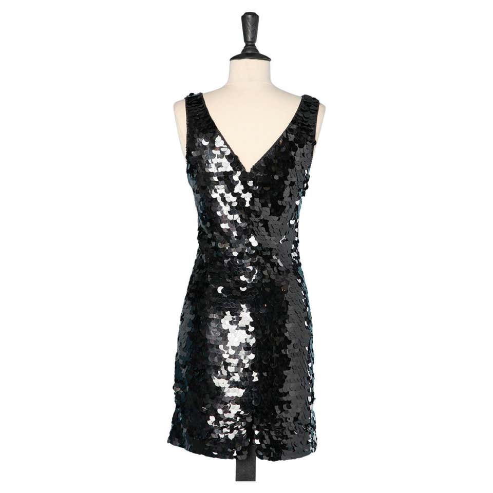 Black dress with rhinestone cabochon embroidered Marchesa For Sale at ...