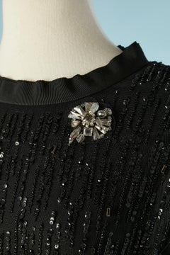 Black sequin dress on tulle base with rhinestone brooches Lanvin by Alber Elbaz