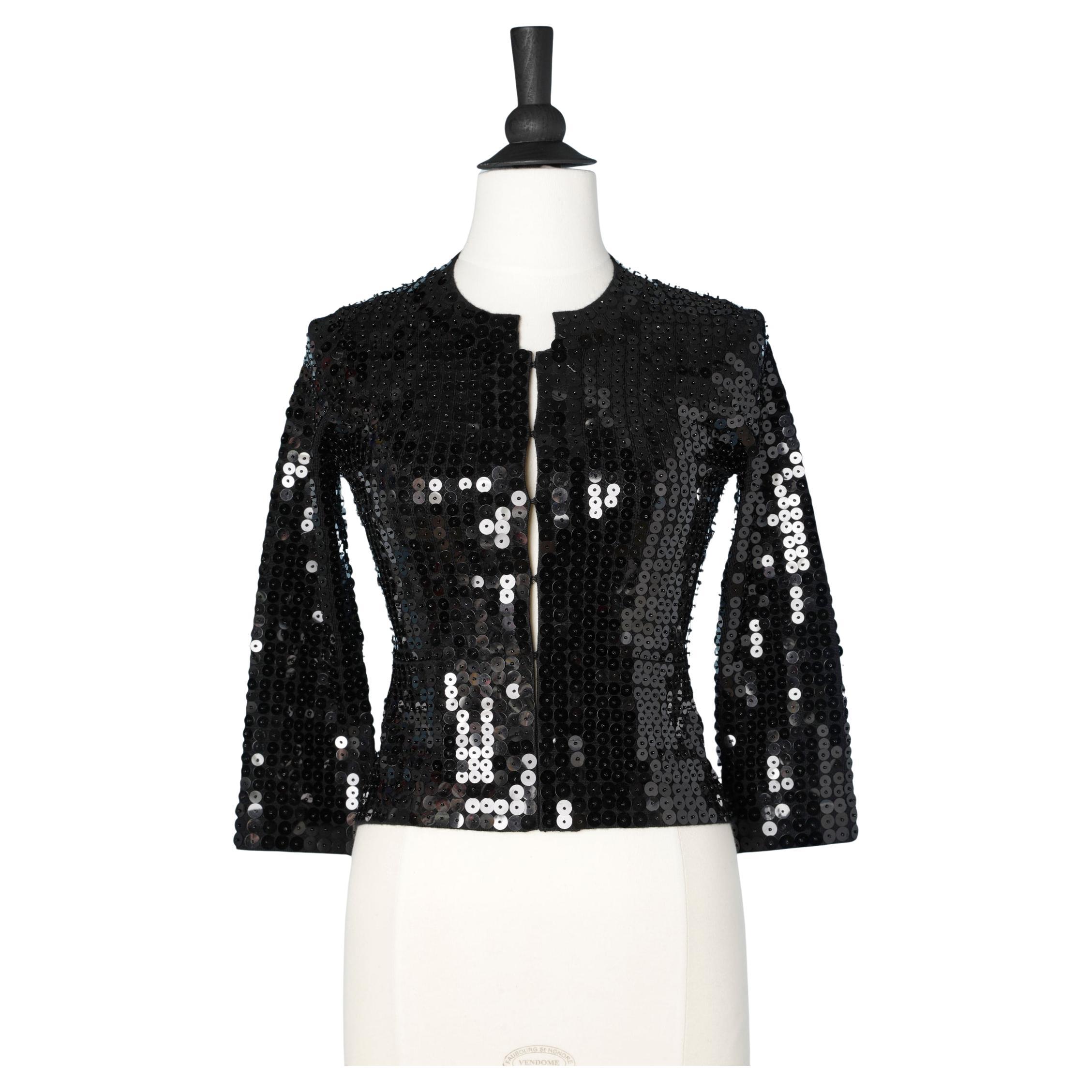 Cardigan nero con paillettes da un bordo all'altro Karen Millen in vendita