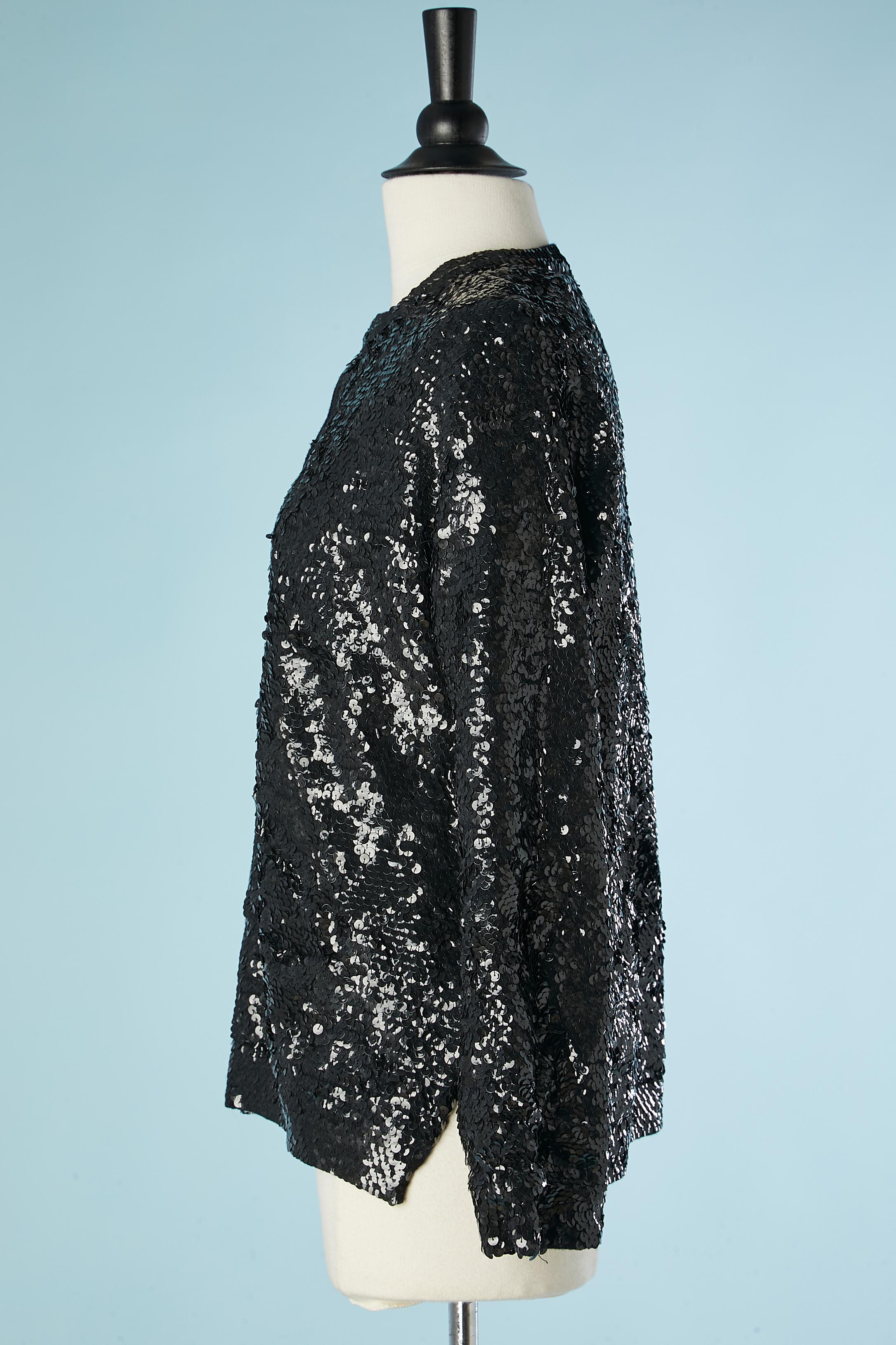 Women's Black sequin edge to edge evening cardigan Circa 1980's  For Sale