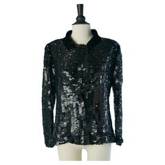 Black sequin edge to edge jacket with silk velvet collar