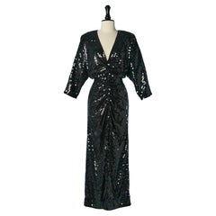 Black sequin evening dress with open back OLEG CASSINI