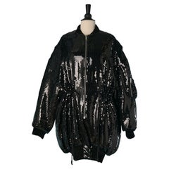 Schwarzer mit Pailletten gefütterter Parka ALEXANDRE VAUTHIER