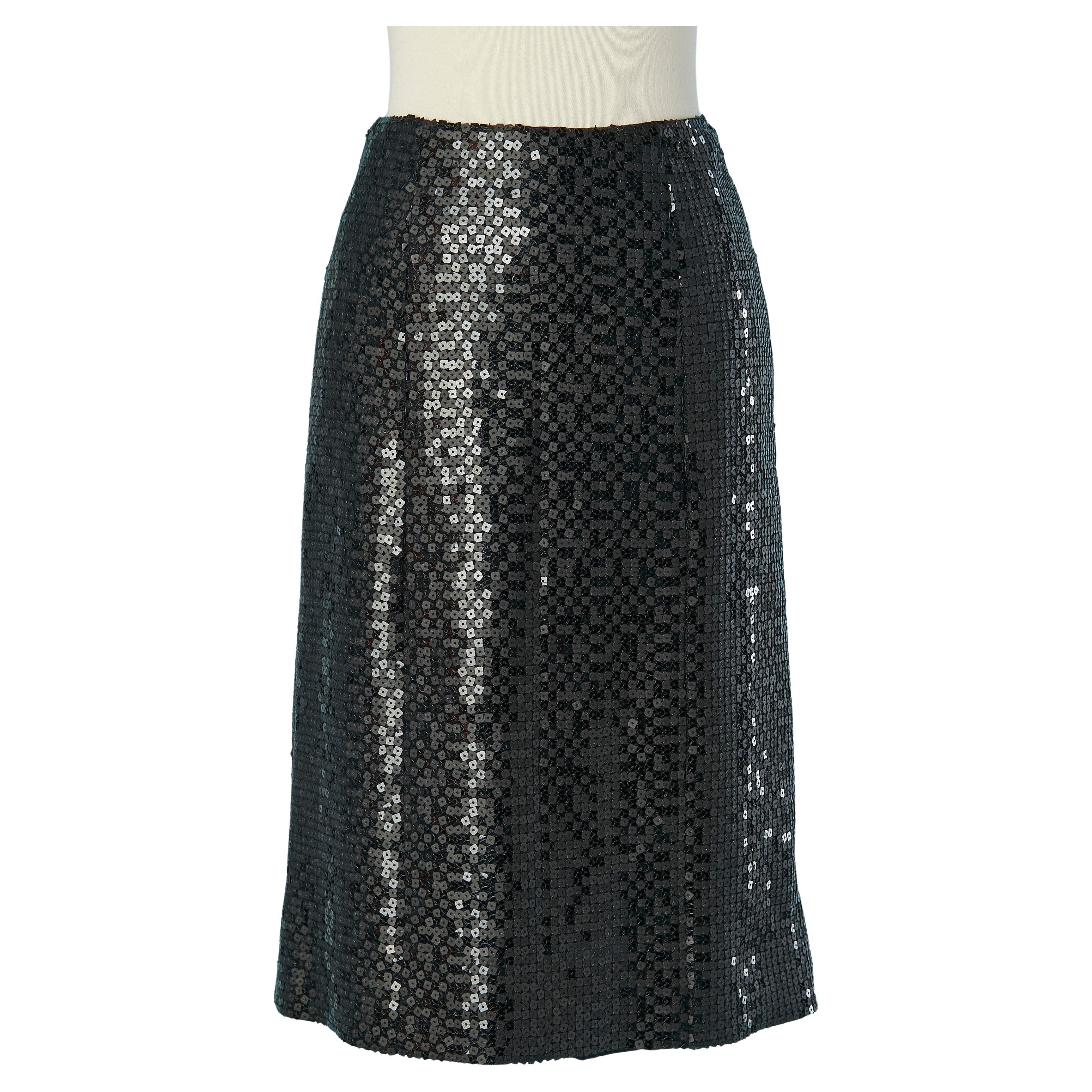 Jupe à paillettes noires CHANEL FW 2002
