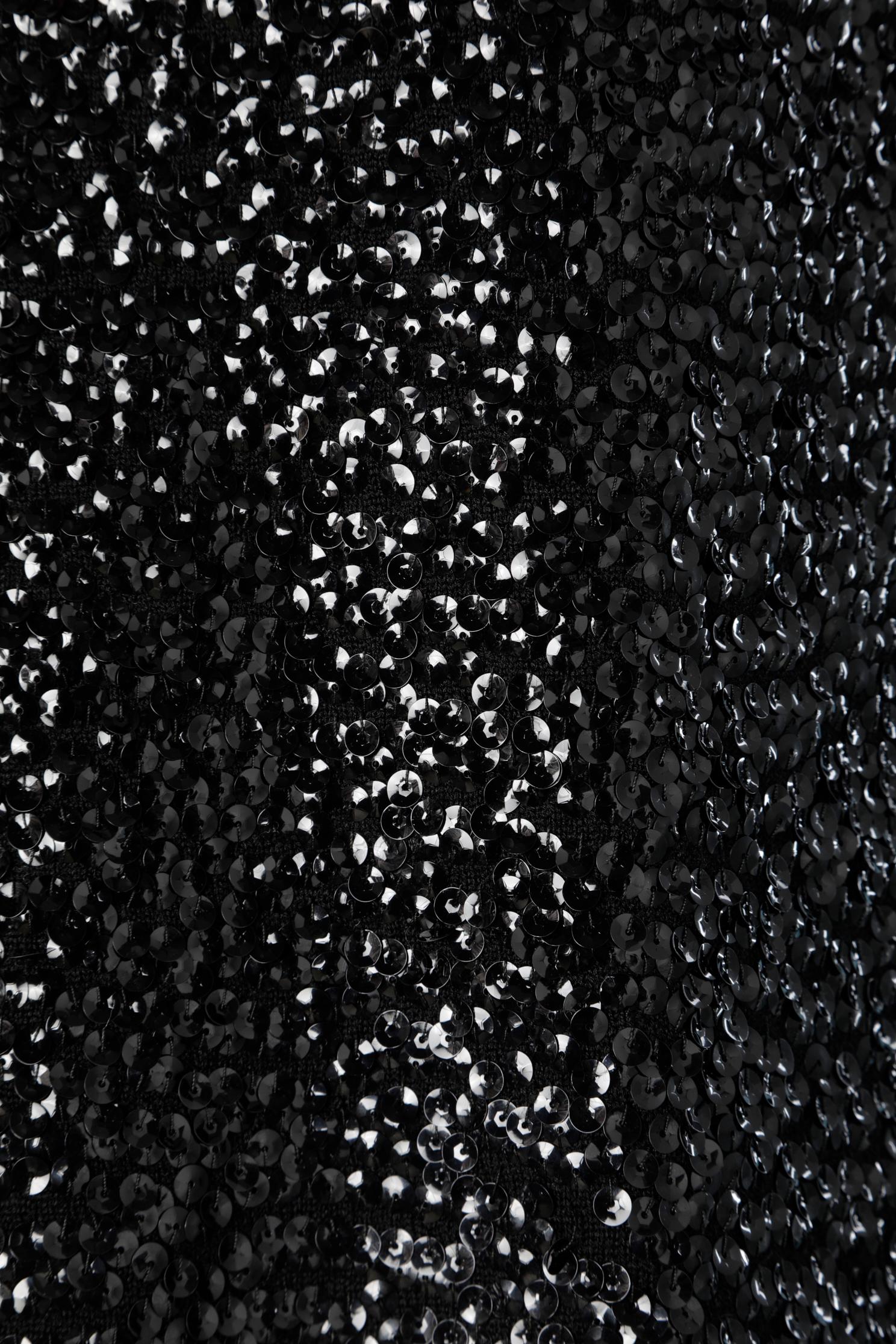 Noir Top sans manches à paillettes noir avec col à motifs  DARLING des années 1960 en vente