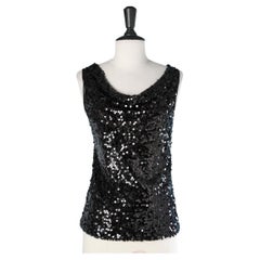 Camiseta de tirantes negra de lentejuelas HANITA