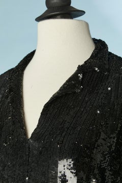 Black sequin top with collar Circa 1970's