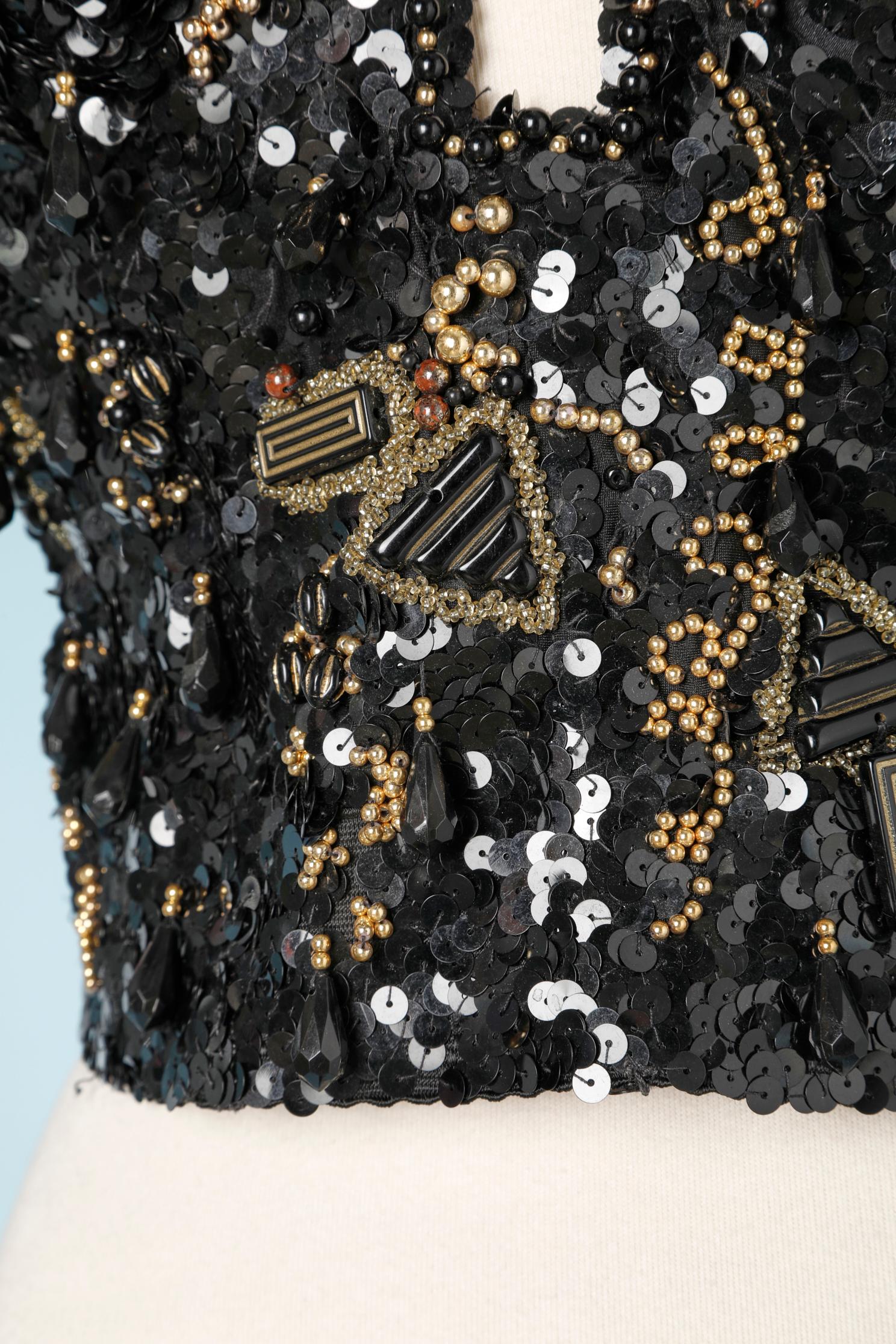 Black sequins bustier LUMARI In Excellent Condition In Saint-Ouen-Sur-Seine, FR