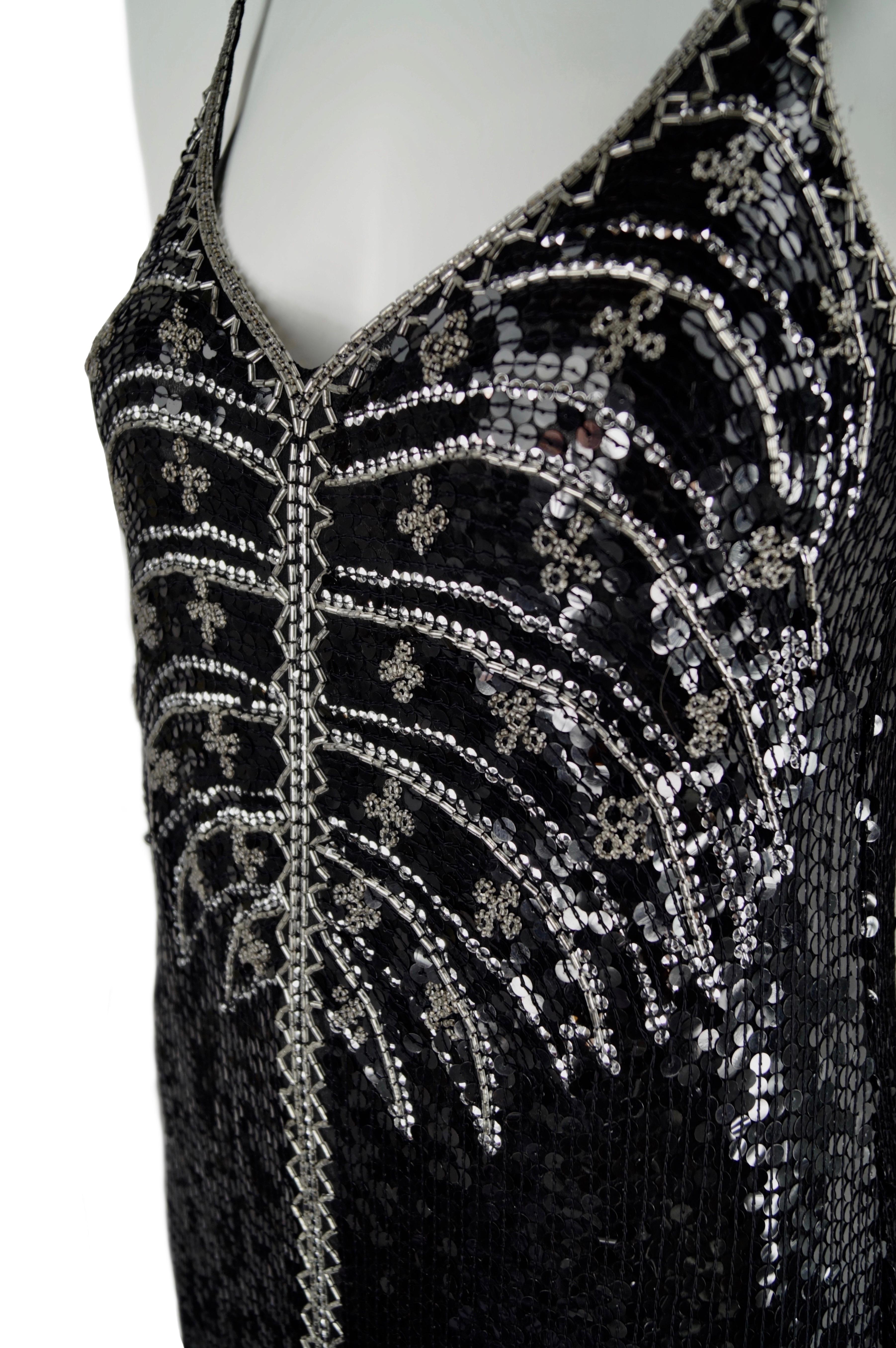 Italian black sequins dress vintage 80s For Sale 3