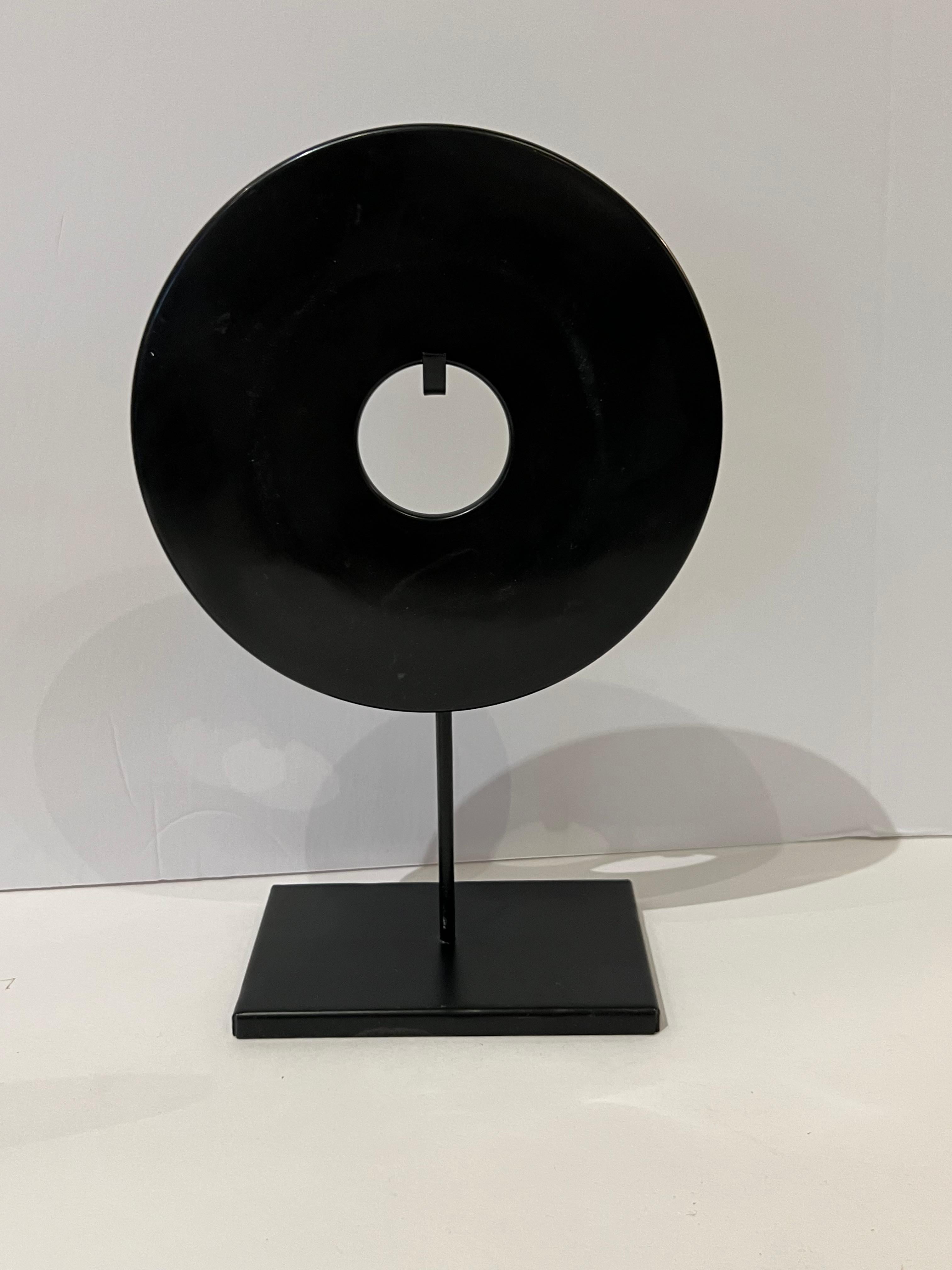 Chinese Black Set Of Three Jade Discs, China, Contemporary For Sale
