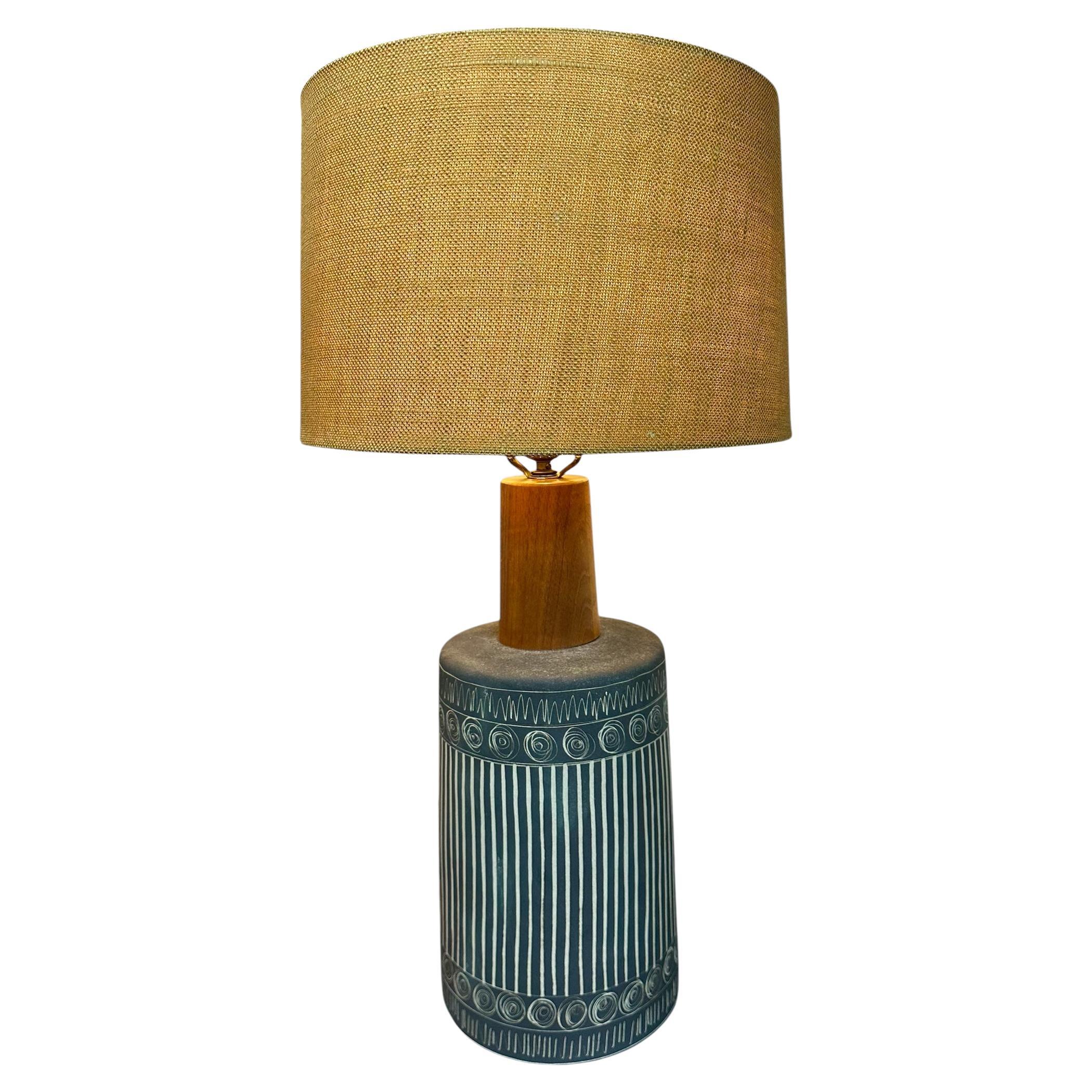 Black Sgraffito Jane and Gordon Martz Studio Ceramic Table Lamp For Sale