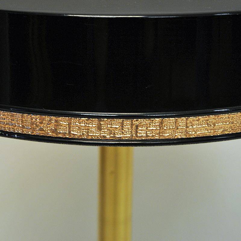 Mid-20th Century Black Shade and Brass Table Lamp by C.E. Fors for Ewå Värnamo 1960s, Sweden