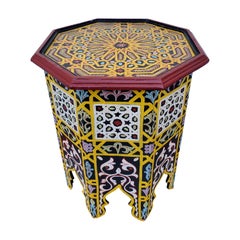 Black Shade Moroccan Hexagonal Wooden Side Table, 10LM24