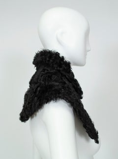 Black Shaggy Astrakhan Persian Lamb Fur Collared Pelerine Stole–O/S, 1920s