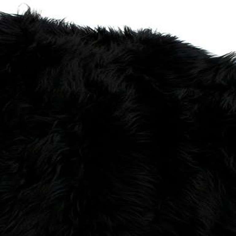 Black Shaggy Mid-Length Shearling Coat In Good Condition For Sale In London, GB