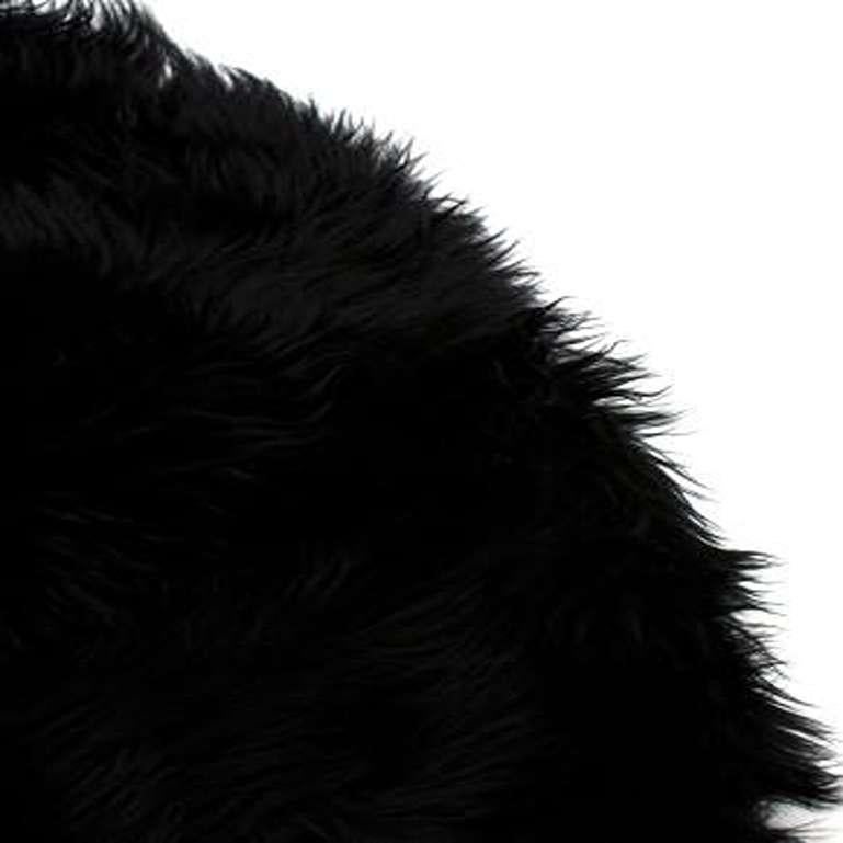 Black Shaggy Mid-Length Shearling Coat For Sale 1