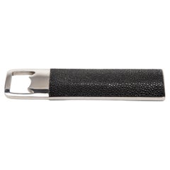 Bottle Opener in Black Shagreen with Stainless Steel detail by KIFU Paris