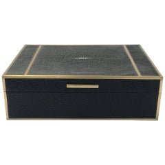 Black Shagreen Box with Brass Inlay