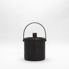 Ice Bucket in Black Shagreen with Stainless Steel Detail by KIFU Paris