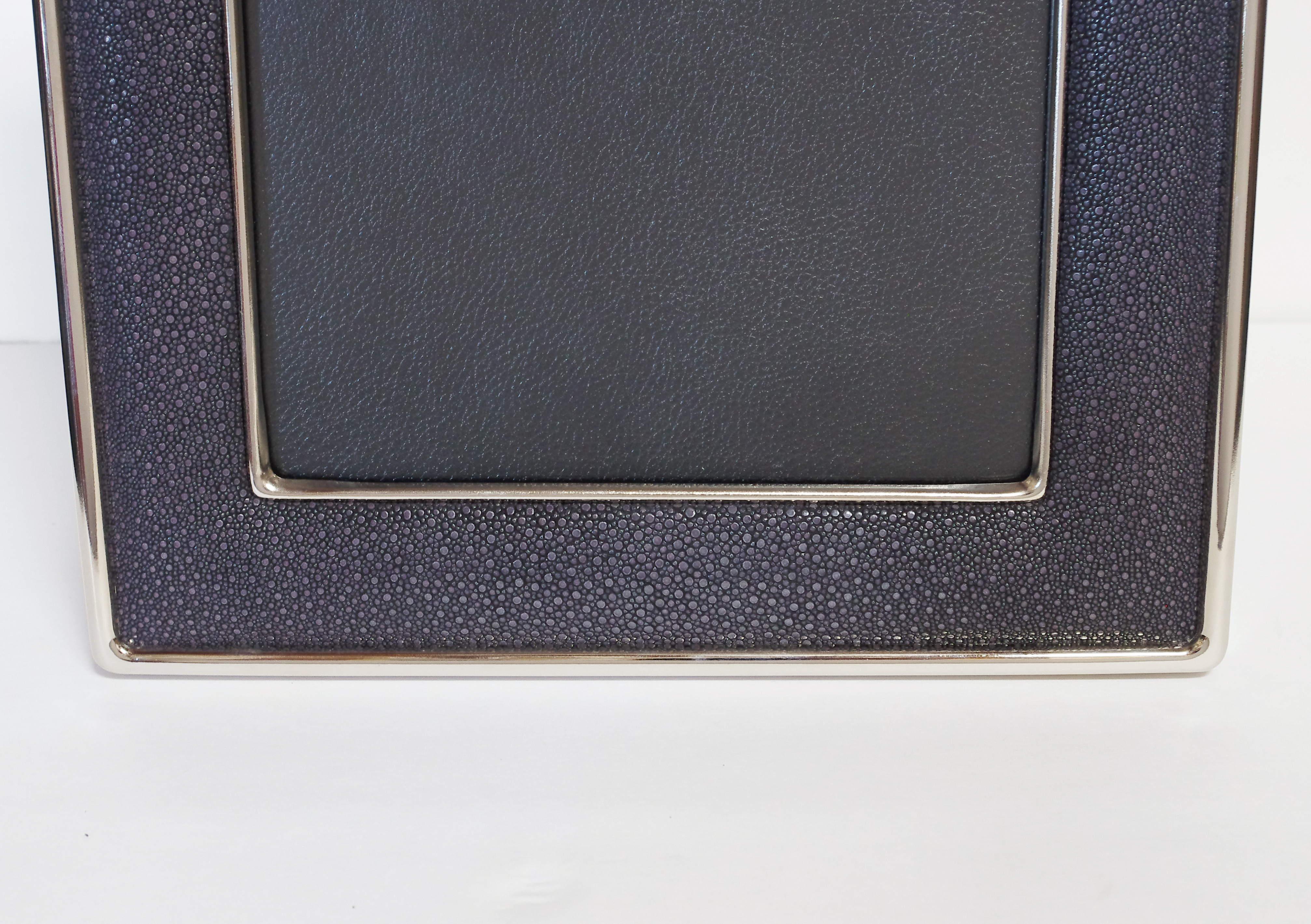 Italian Black Shagreen Photo Frame by Fabio Ltd For Sale