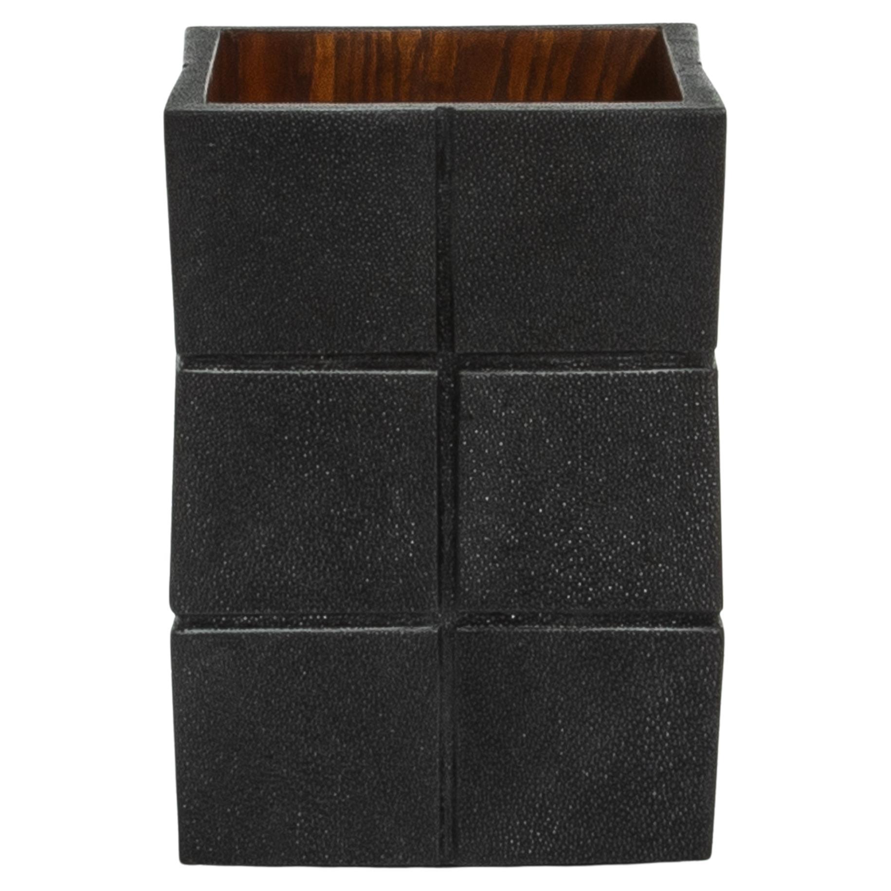 Papelera en Romboide Negro Shagreen by R & Y Augousti