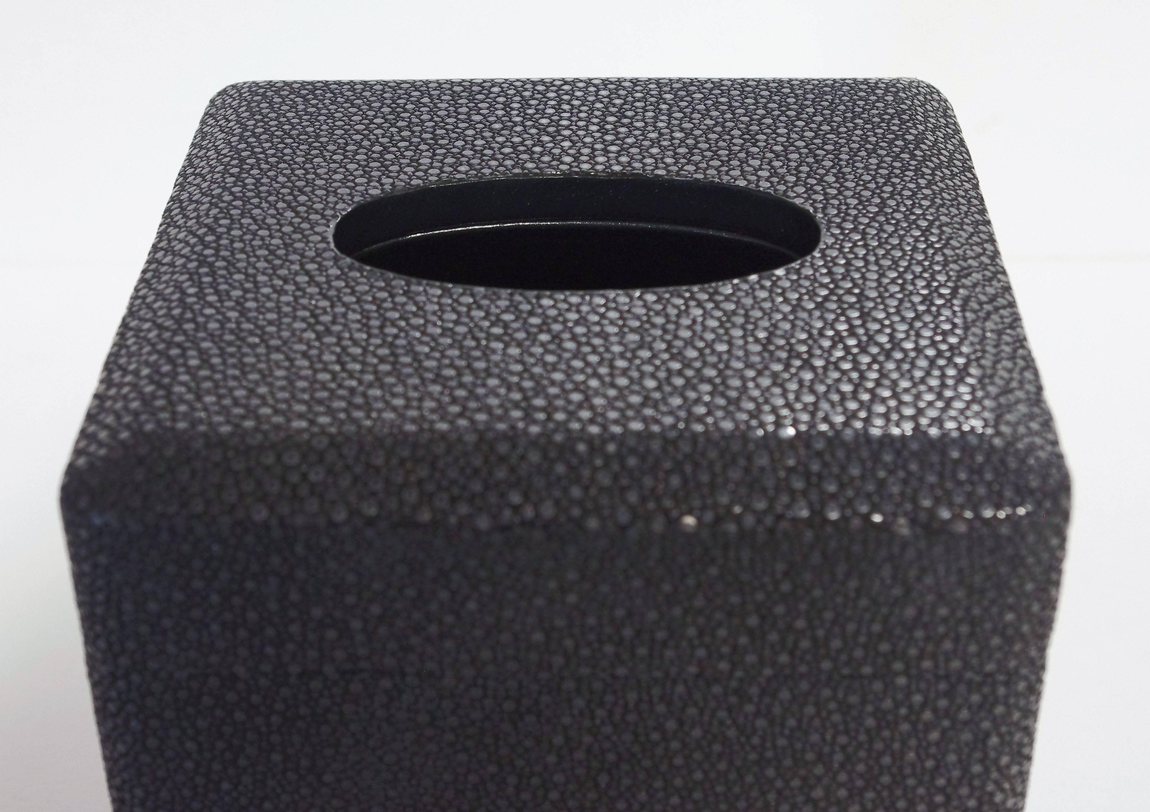 Schwarzer schwarzer Shagreen Tissue-Kasten - LAST 1 im STOCK (Moderne)