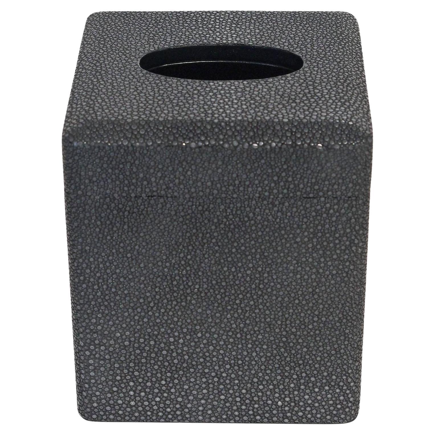 Black Shagreen Tissue Box For Sale