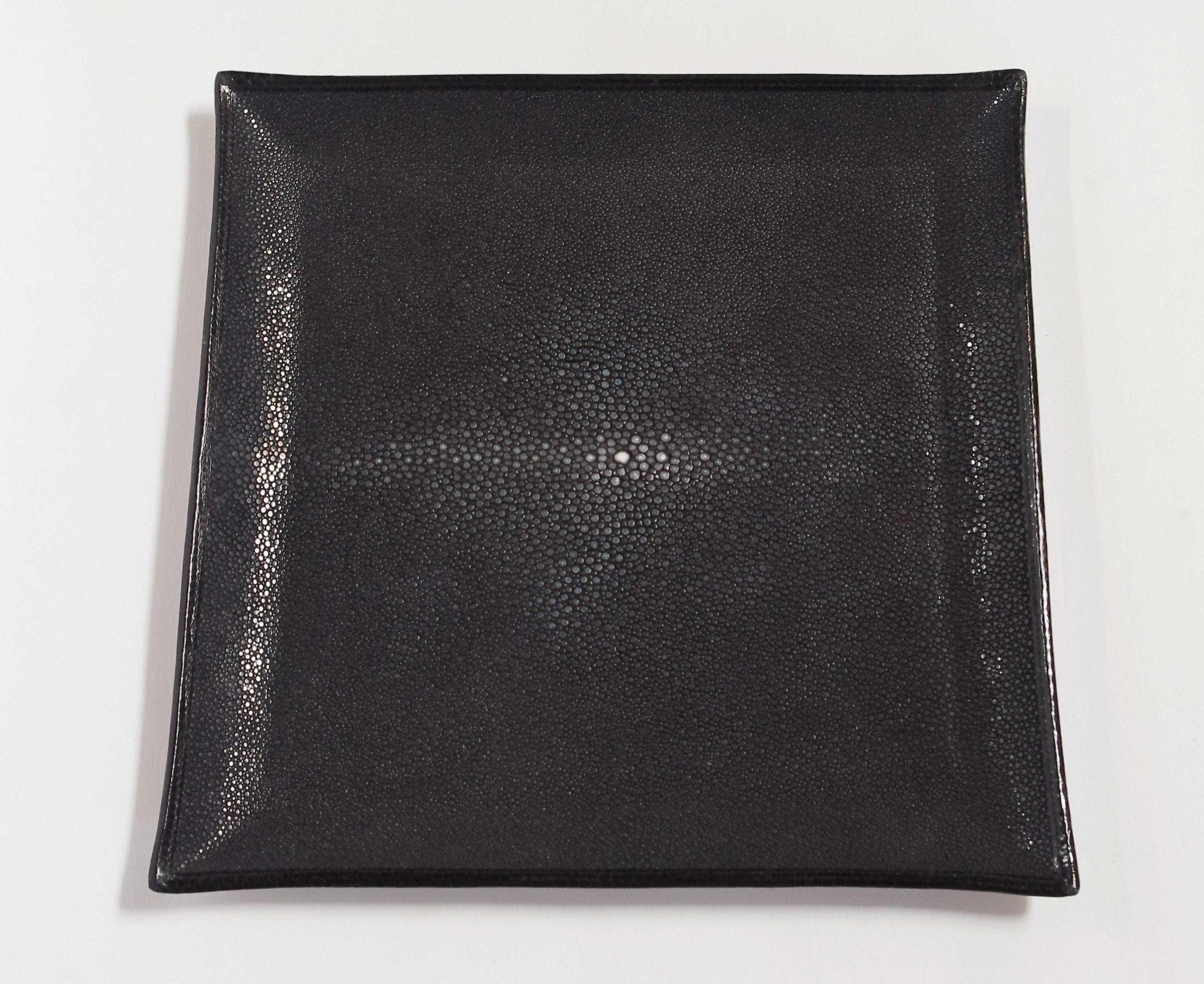 Schwarzes Chagrün-Tablett (Italienisch) im Angebot