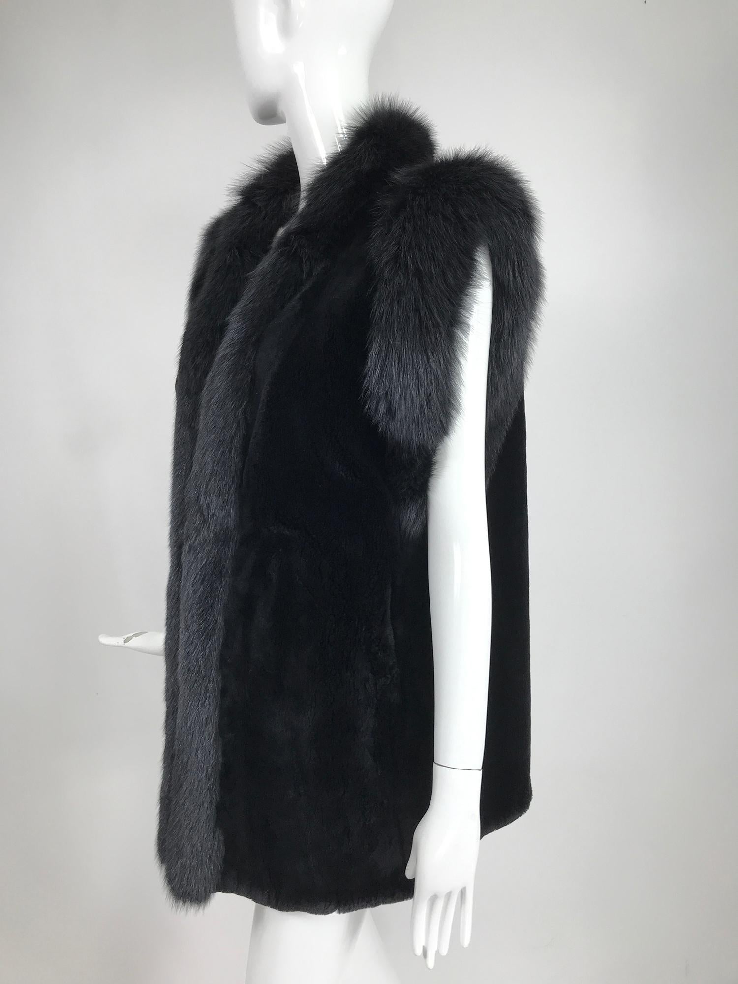 Schwarzer Biber mit Fuchs vergoldete Weste oder Weste, Vintage 1970er im Angebot 7