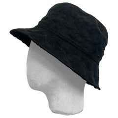 Black shearling bucket hat.