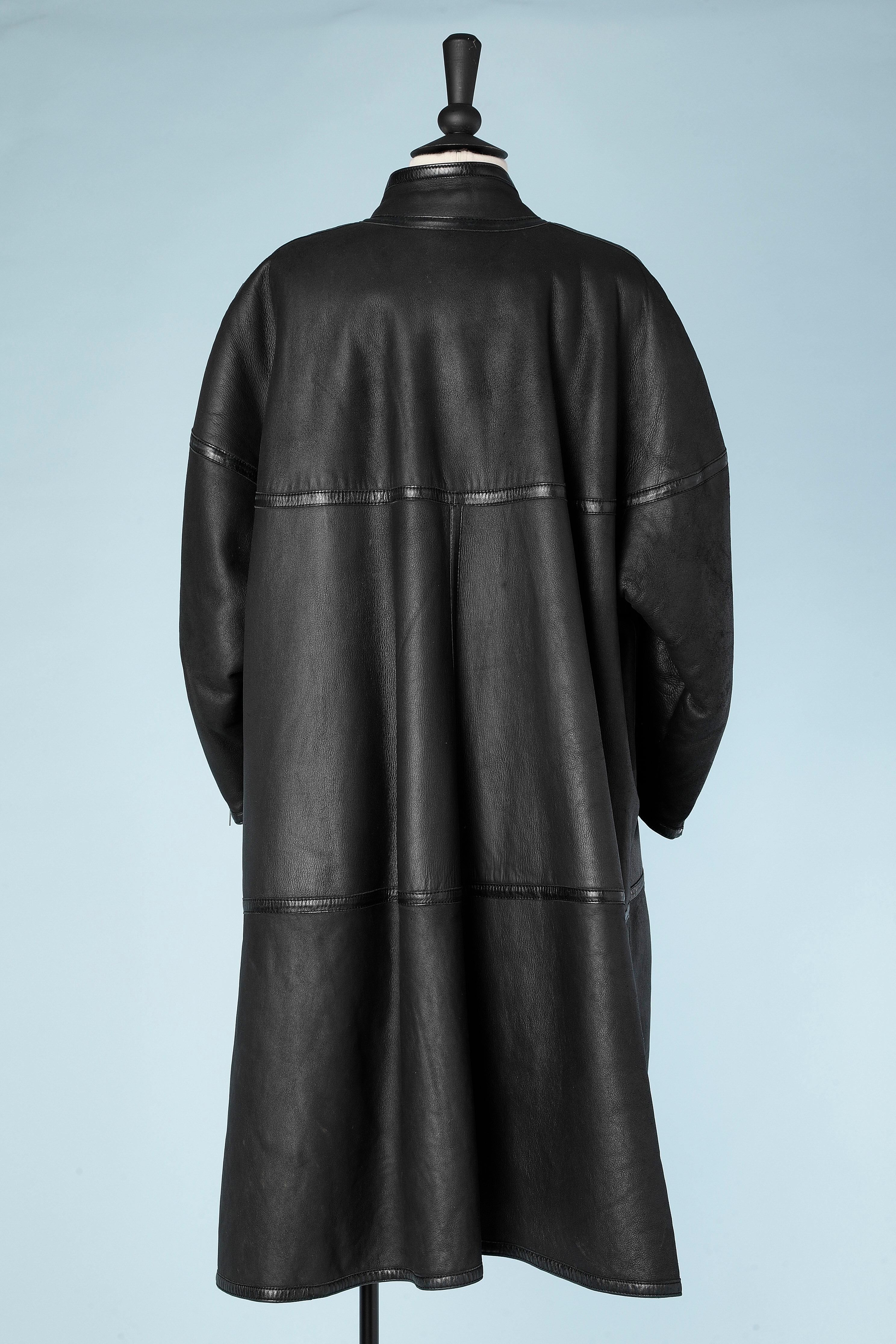 Black shearling coat with zip AlaÏa Paris In Good Condition In Saint-Ouen-Sur-Seine, FR