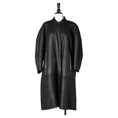 Schwarzer Mantel aus Shearling mit Reißverschluss Alaa Paris