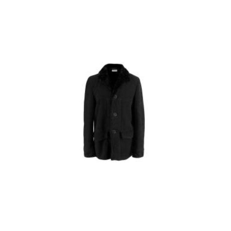 Black Shearling Pea Coat For Sale at 1stDibs