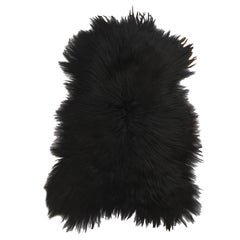 Black Sheepskin Fur Throw Rug, Iceland