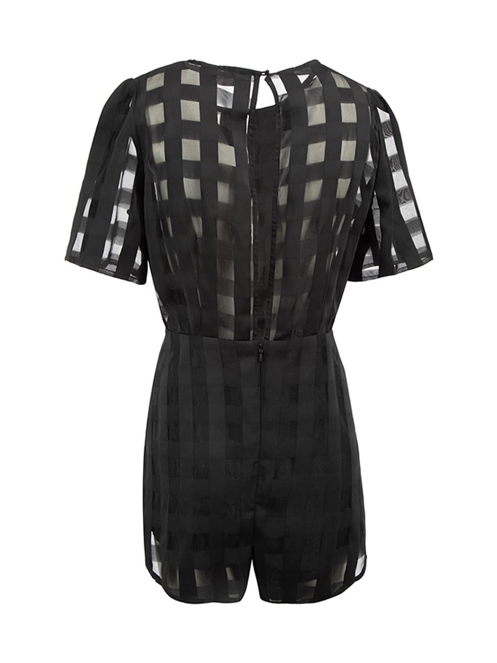 Alice McCall Black Sheer Checkered Short Sleeve Playsuit Size M In Good Condition For Sale In London, GB